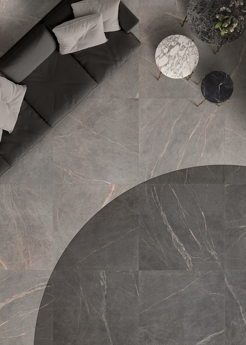 Fliese Speckstein-Optik grau matt Soap Stone Grey Cercom