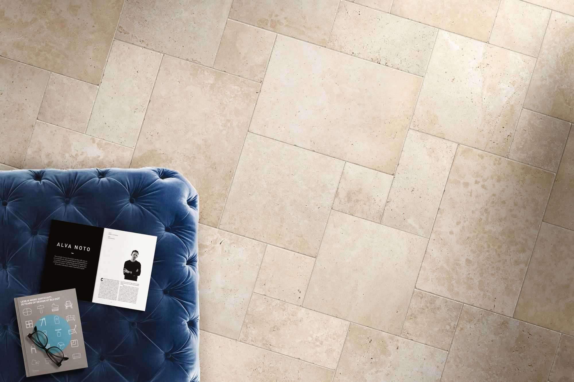 Fliese Römischer Verband Steinoptik Terracotta Multiformat-Modul "In Falda Travertino Navona"