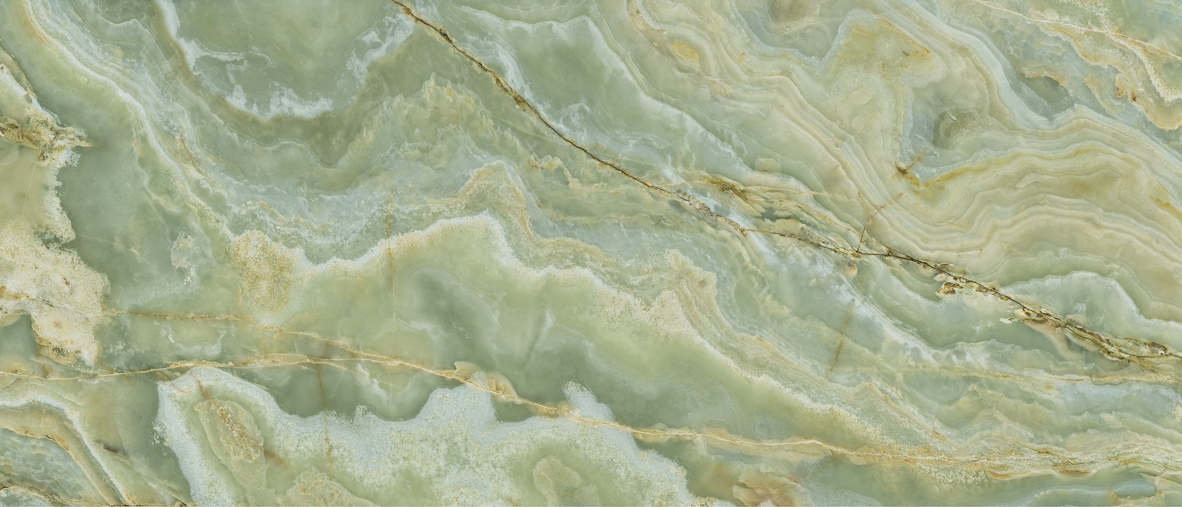 XXL-Fliese Marmoroptik Onice Iride Giada 120x280 cm hellgrün Großformat-Fliese grün La Fabbrica