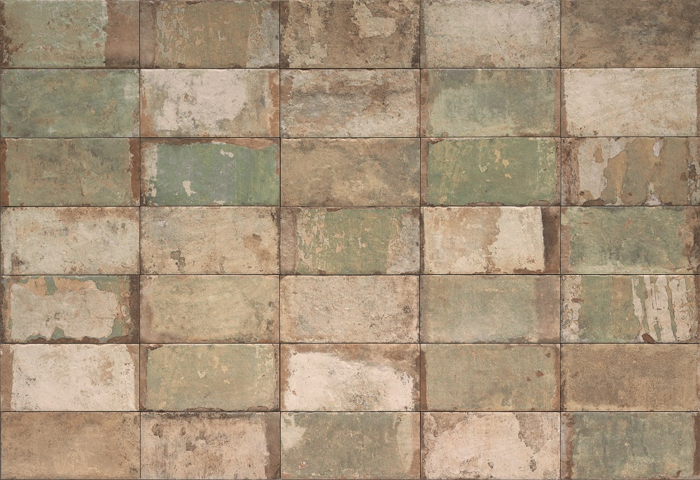 Fliese Vintage Retro grün-beige Havana Mojito verde CIR Farbmischung nach Zufall