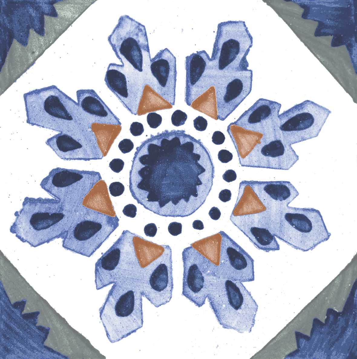 RESTPOSTEN Wandfliese Vintage Dekor 25x25 cm "Galana" | 24 verschiedene Dekore nach Zufall