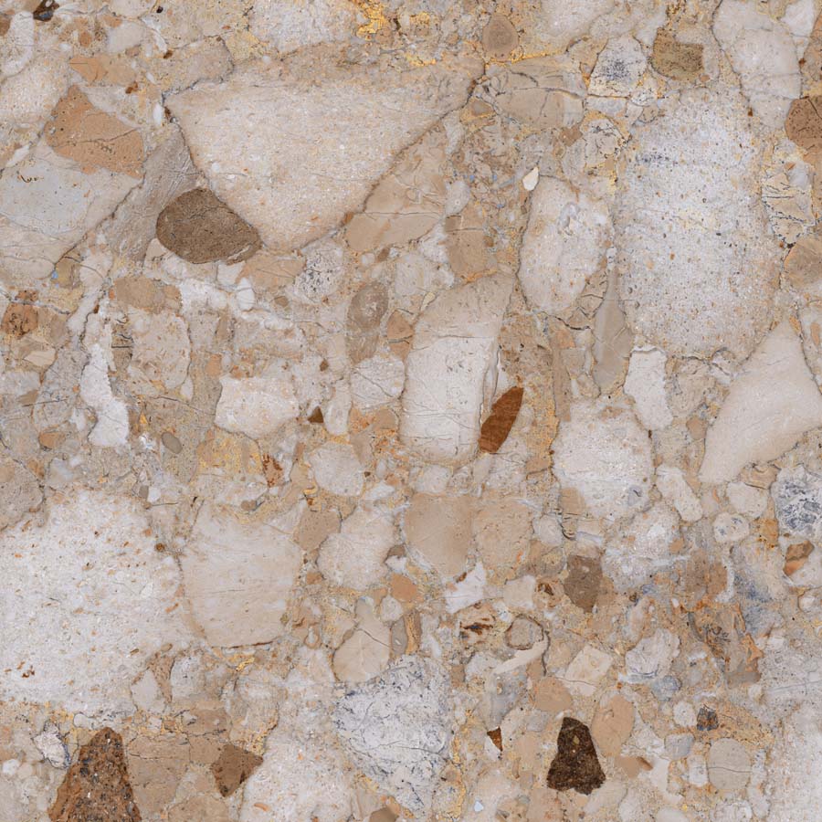 Fliese Terrazzo-Steinoptik beige glänzend 60x60 cm "Veni Gold" rektifiziert