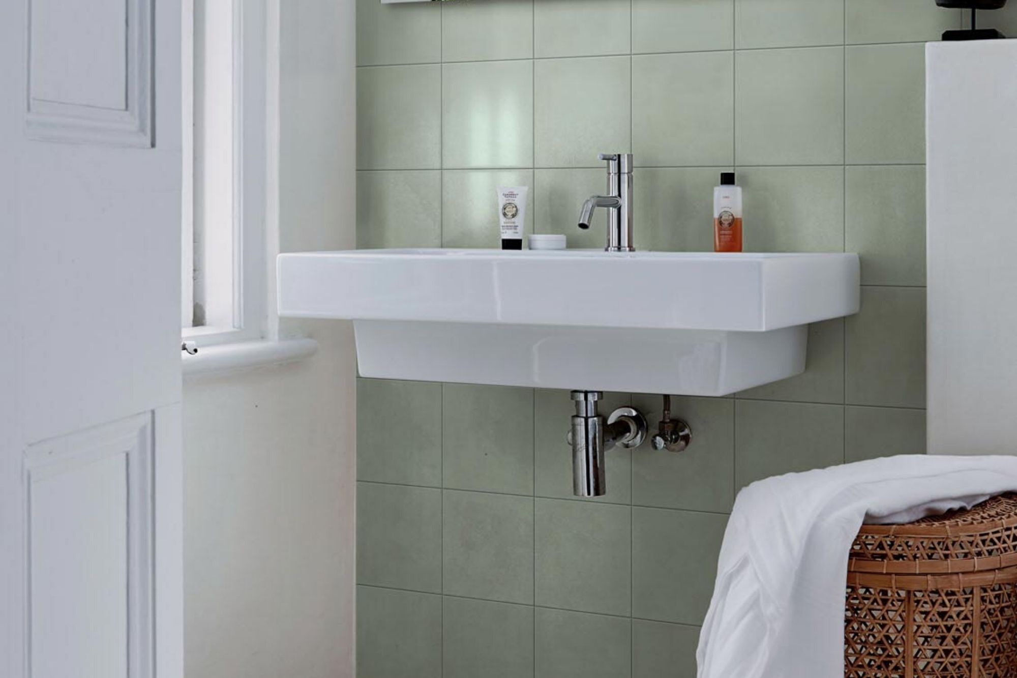 Fliese Zementoptik grün 20x20cm Feinsteinzeug "Contrasti Celadon" Ragno by Marazzi