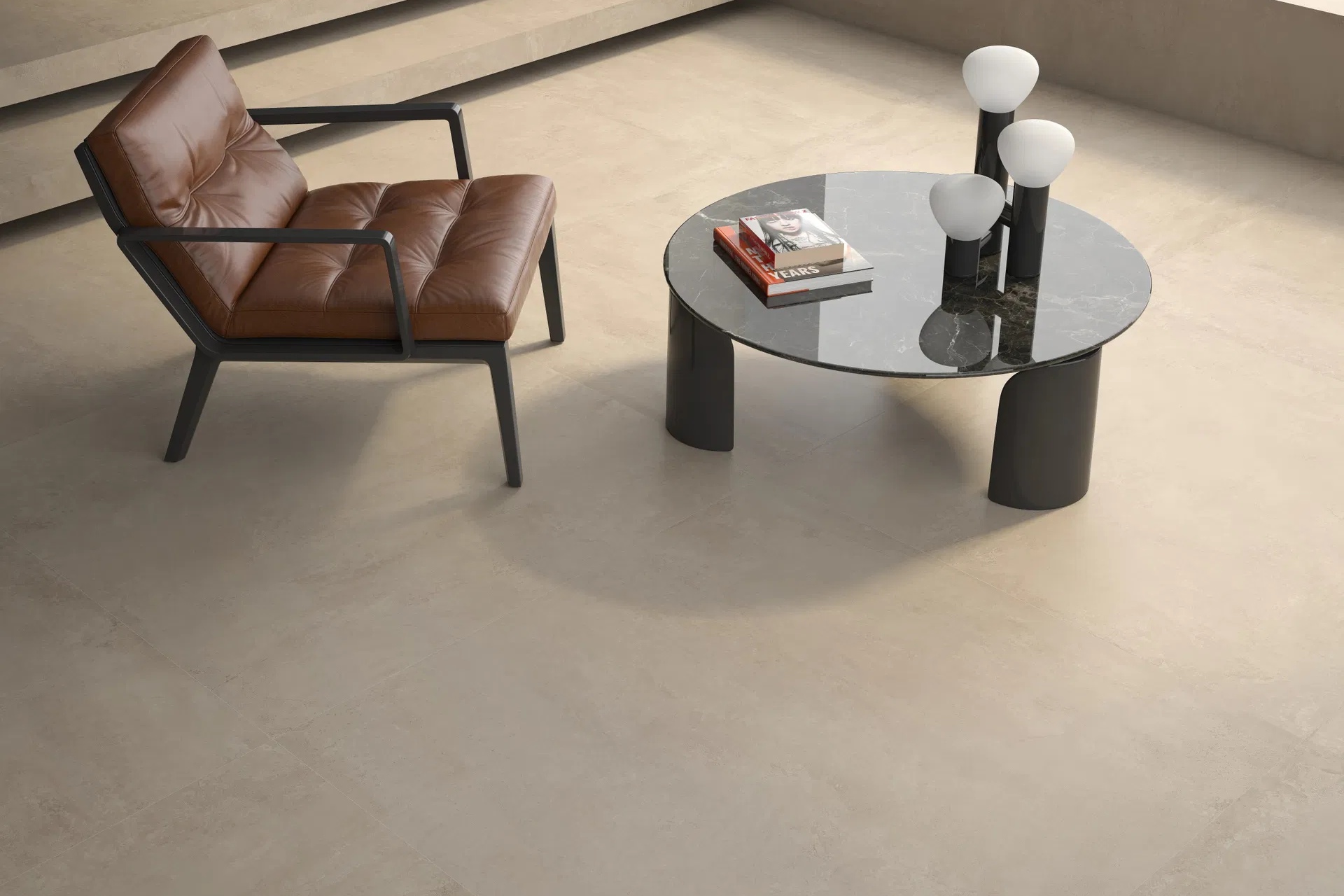 Bodenfliese Betonoptik hellbraun Argon Mud braun