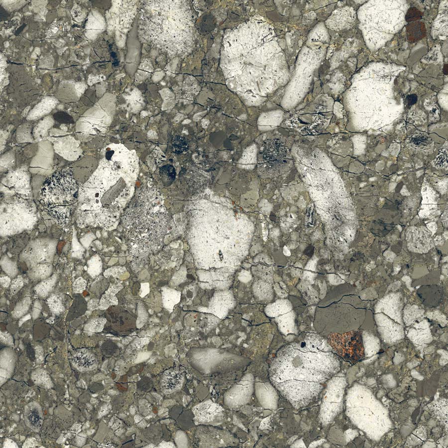 Fliese Terrazzo-Steinoptik grün glänzend 89x89 cm "Veni Emerald" rektifiziert