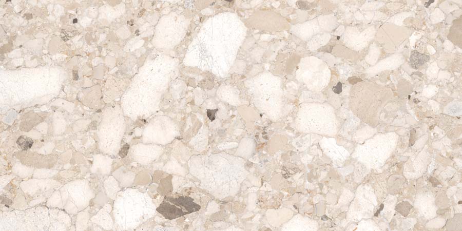 Terrassenplatte Terrazzo-Steinoptik beige 60x120 cm "Venistone Beige" Feinsteinzeug 2 cm rektifiziert