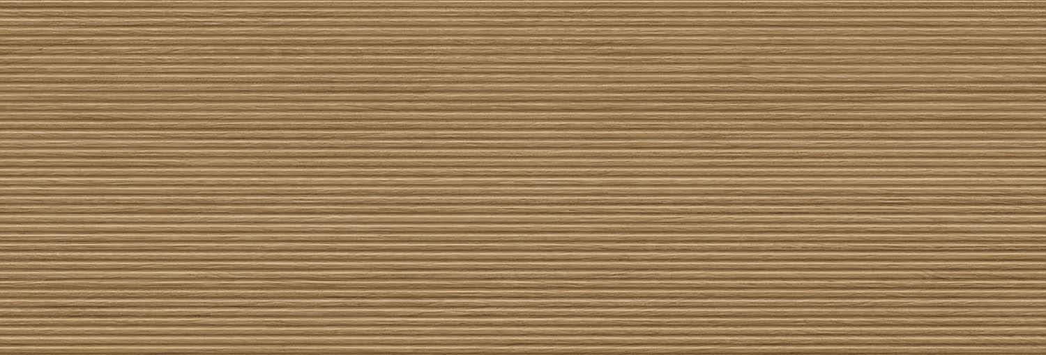 Fliese Wandpaneele Walnuss-Holzoptik braun 30x90 cm "Dekor Stripe Nordik Nogal" Wandfliese rektifiziert