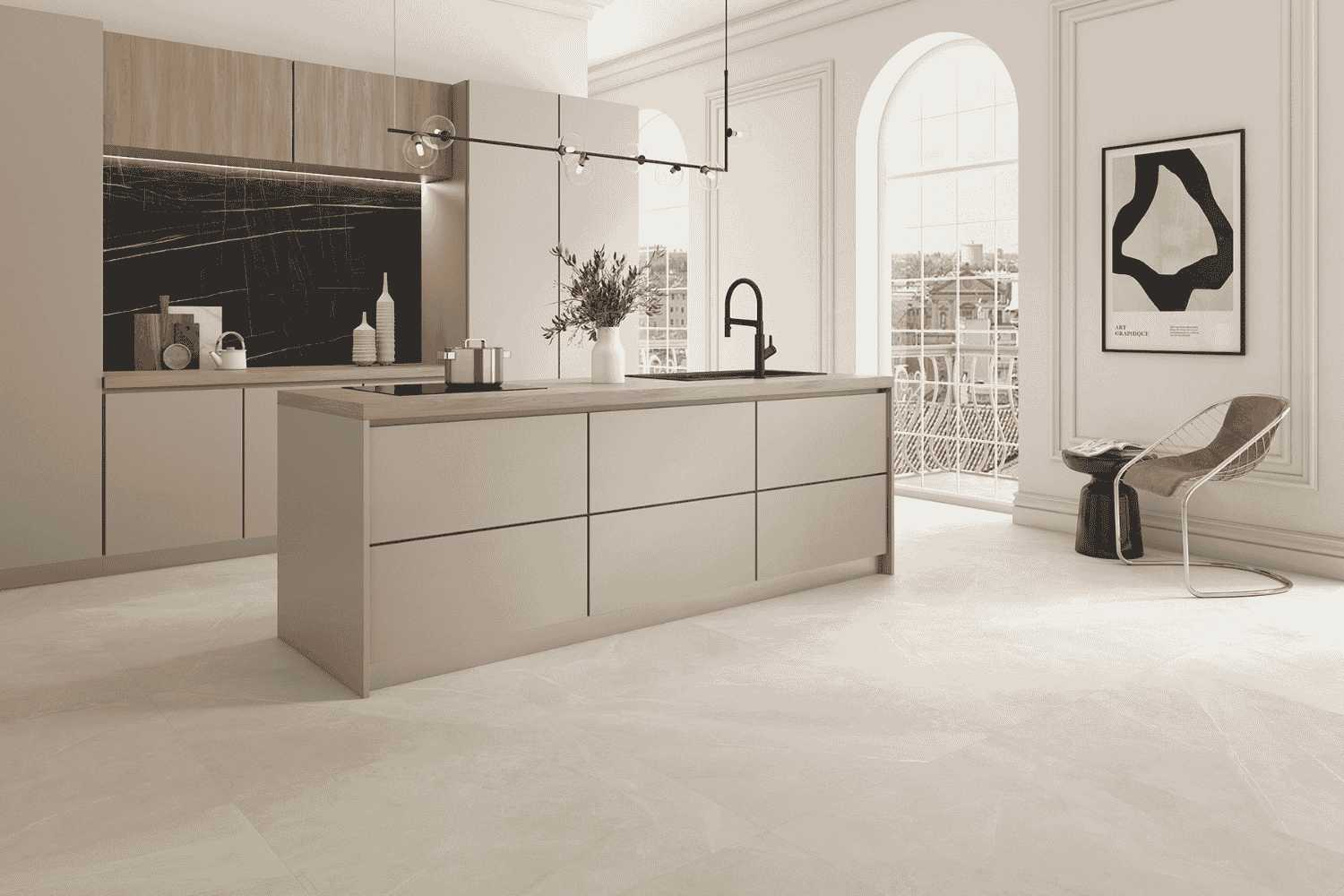 Fliese Steinoptik beige matt "Magda Marfil" Feinsteinzeug rektifiziert