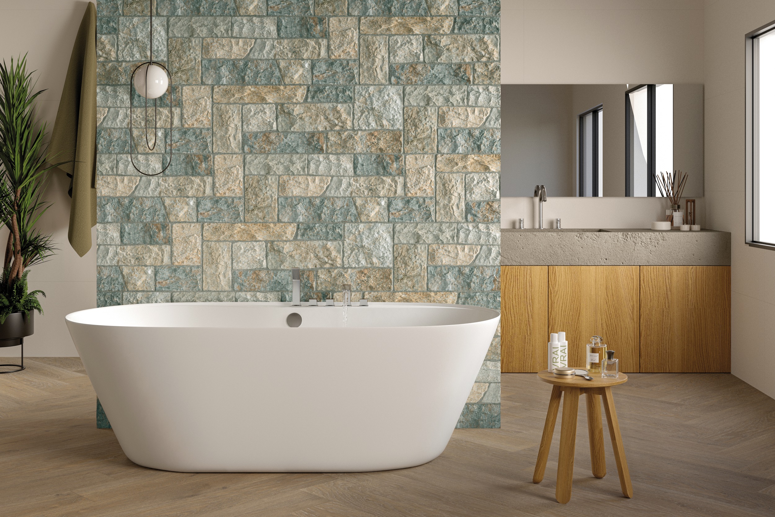 Wandverblender Fliese Natursteinoptik Amazonia Forest 32x89 cm Wandverblendung im Bad