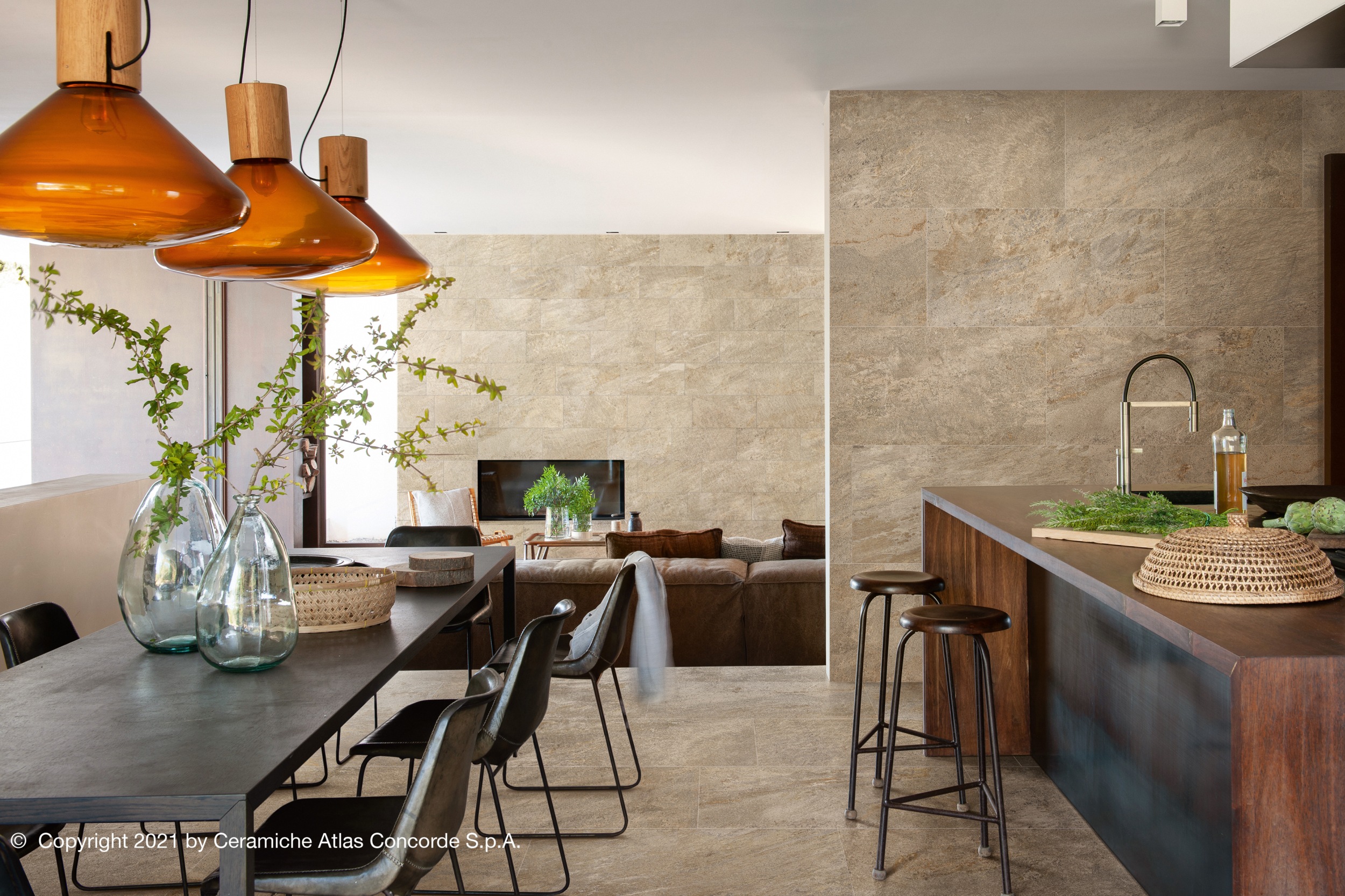 Bodenfliese Wandfliese Steinoptik Atlas Concorde Norde Oro hellbraun-beige in der Küche