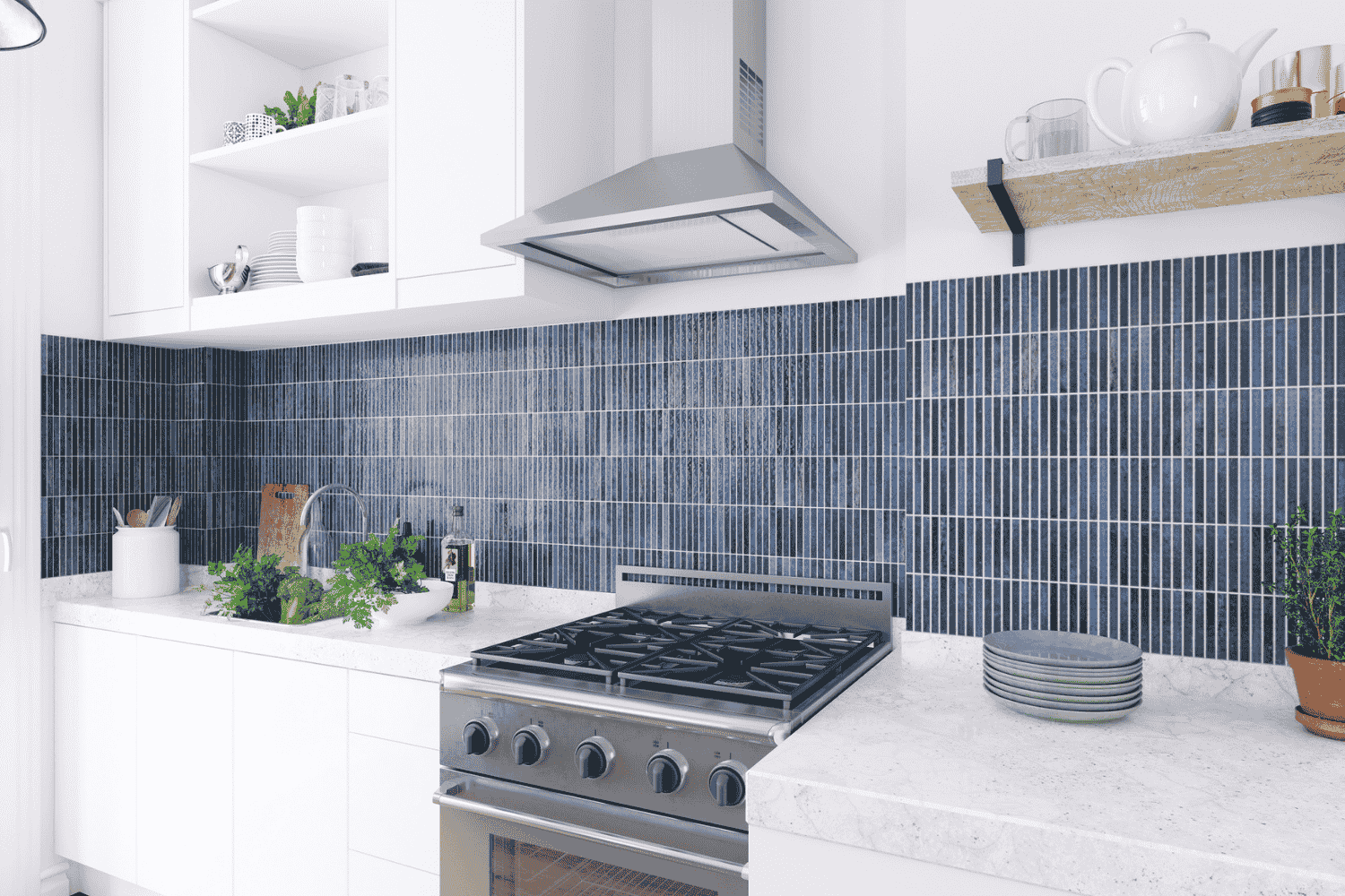 Stäbchenfliesen 11,5 x 23,1 cm "Kit-Kat Ocean glossy" blau glänzend Feinsteinzeug