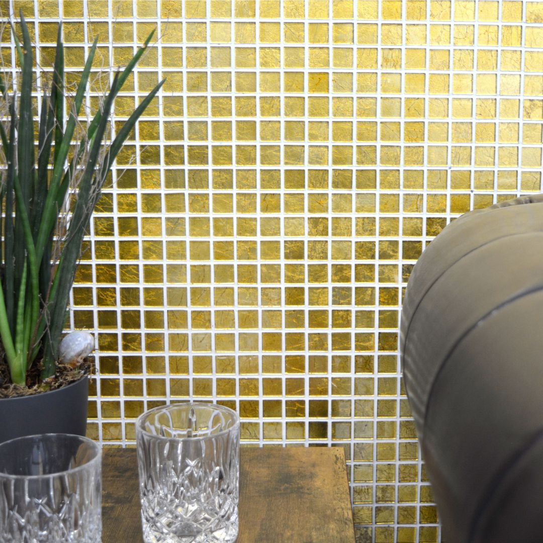 Blattgold-Optik Mosaik Glas