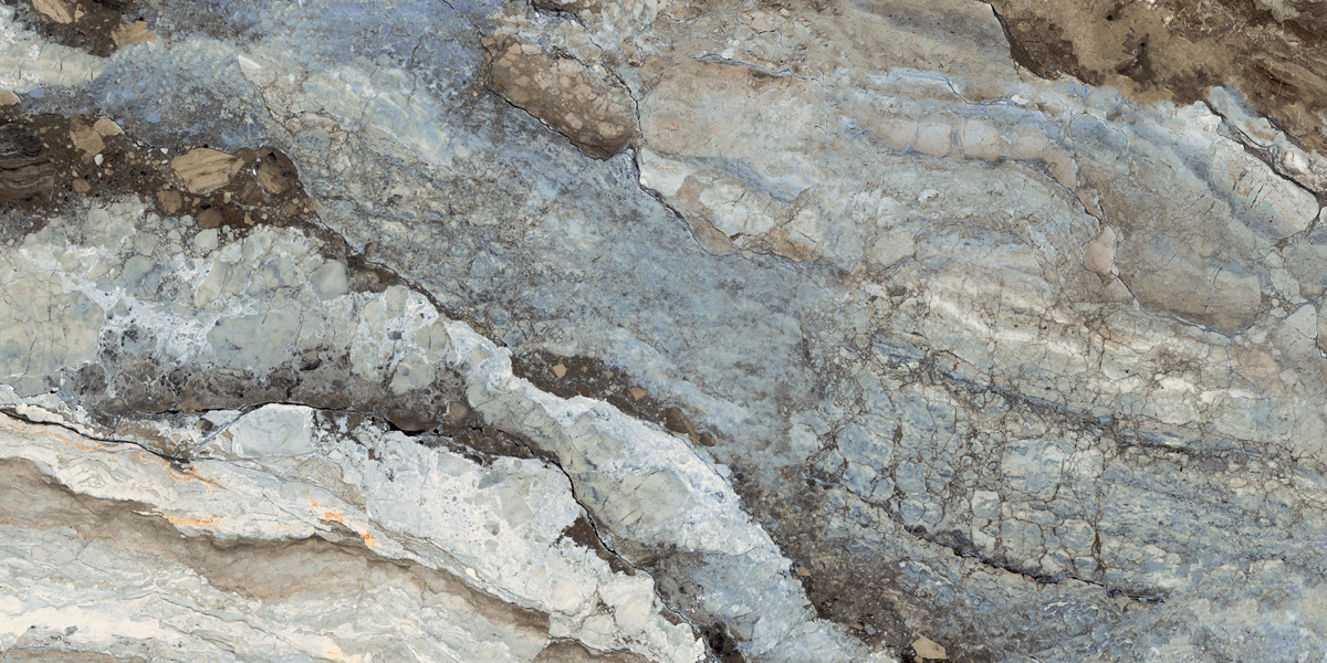 Fliese Marmoroptik blau schwarz marmoriert 60x120 cm glänzend "Mystic Ocean poliert"