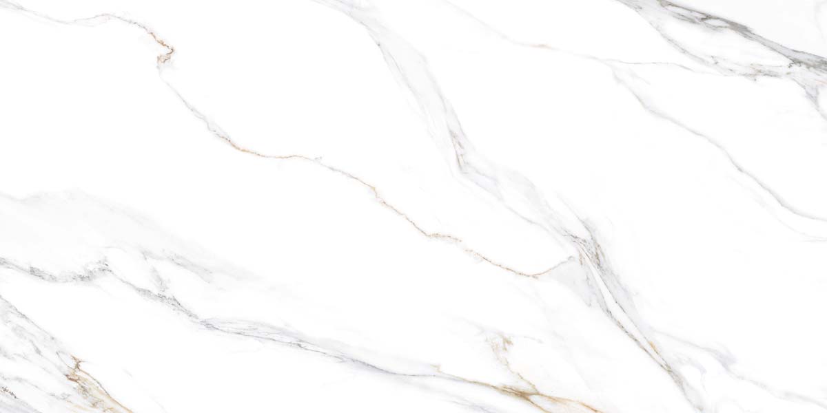 Fliese Marmoroptik weiß gold 60x120 cm marmoriert "Aurora Gold" matt rektifiziert