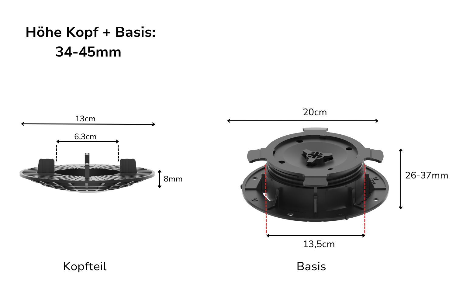 Stelzlager für Terrassenplatten höhenverstellbar & selbstnivellierend mit 4 mm Fuge "Easy"