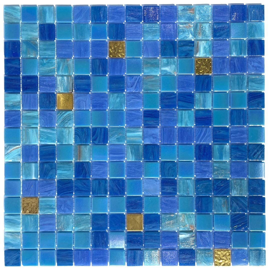 Bisazza Mosaikfliesen "Aurora" blau gold mix 32,2x32,2 cm netzverklebt