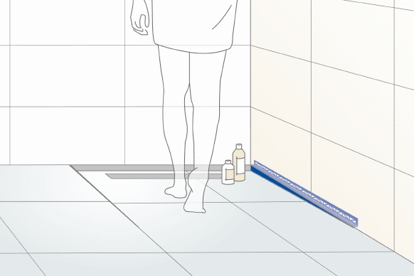 Seite bestimmen - Wandprofil mit Gefälle Dural Edelstahl Feinschliff Duschprofil Gefällekeil mit Wandanschluss rechts