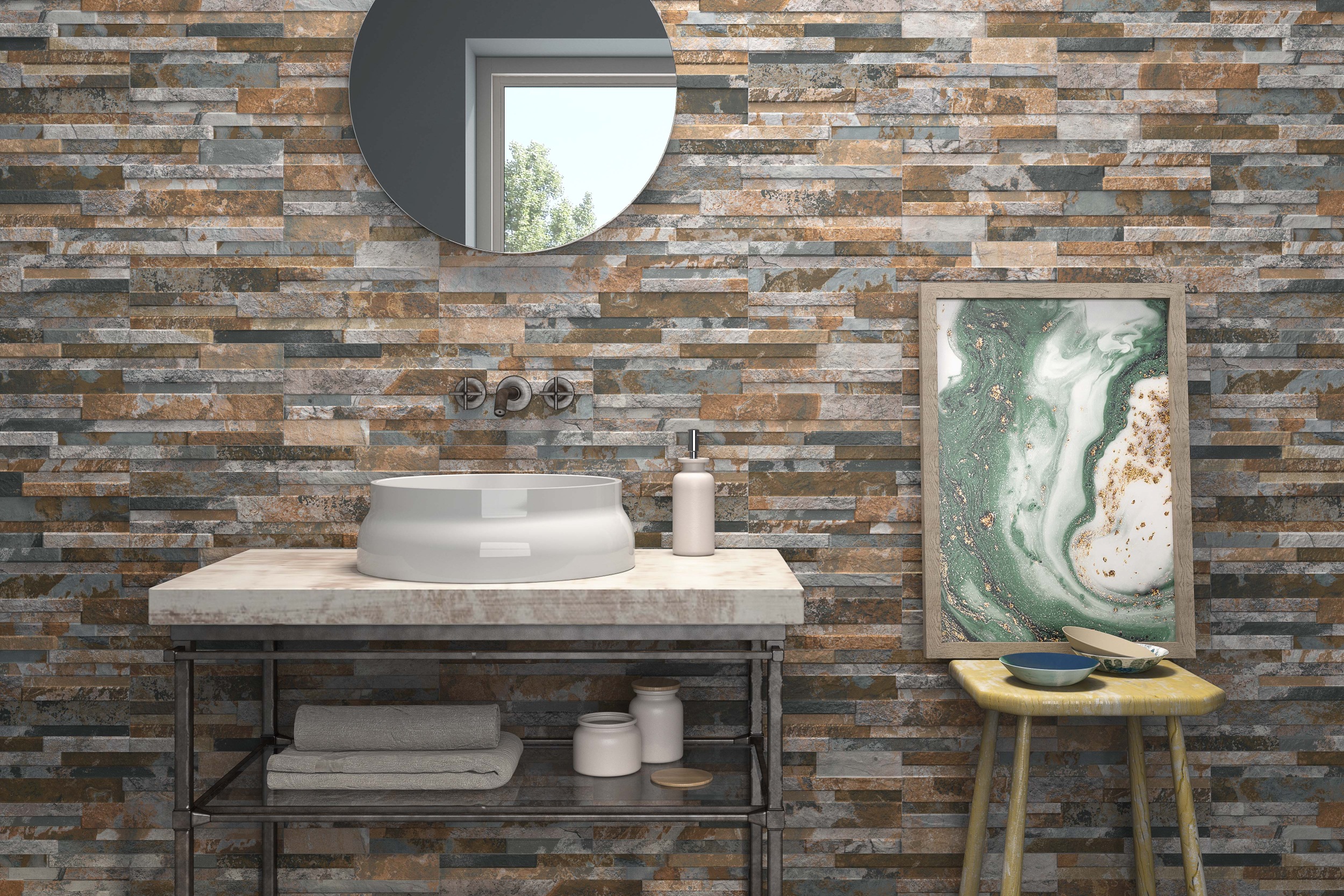 Wandverkleidung Verblender Wandfliese Cross Magma Steinoptik Wandverblender für innen außen im Bad