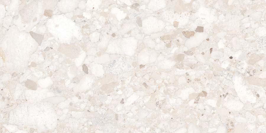 Terrassenplatte Terrazzo-Steinoptik creme 60x120 cm "Venistone Ivory" Feinsteinzeug 2 cm rektifiziert