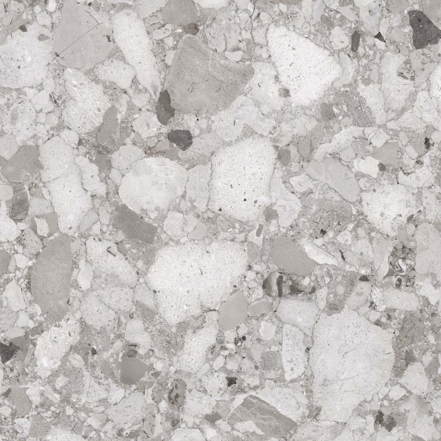 Fliese Terrazzo-Steinoptik grau matt 60x60 cm "Venistone Grey" rektifiziert