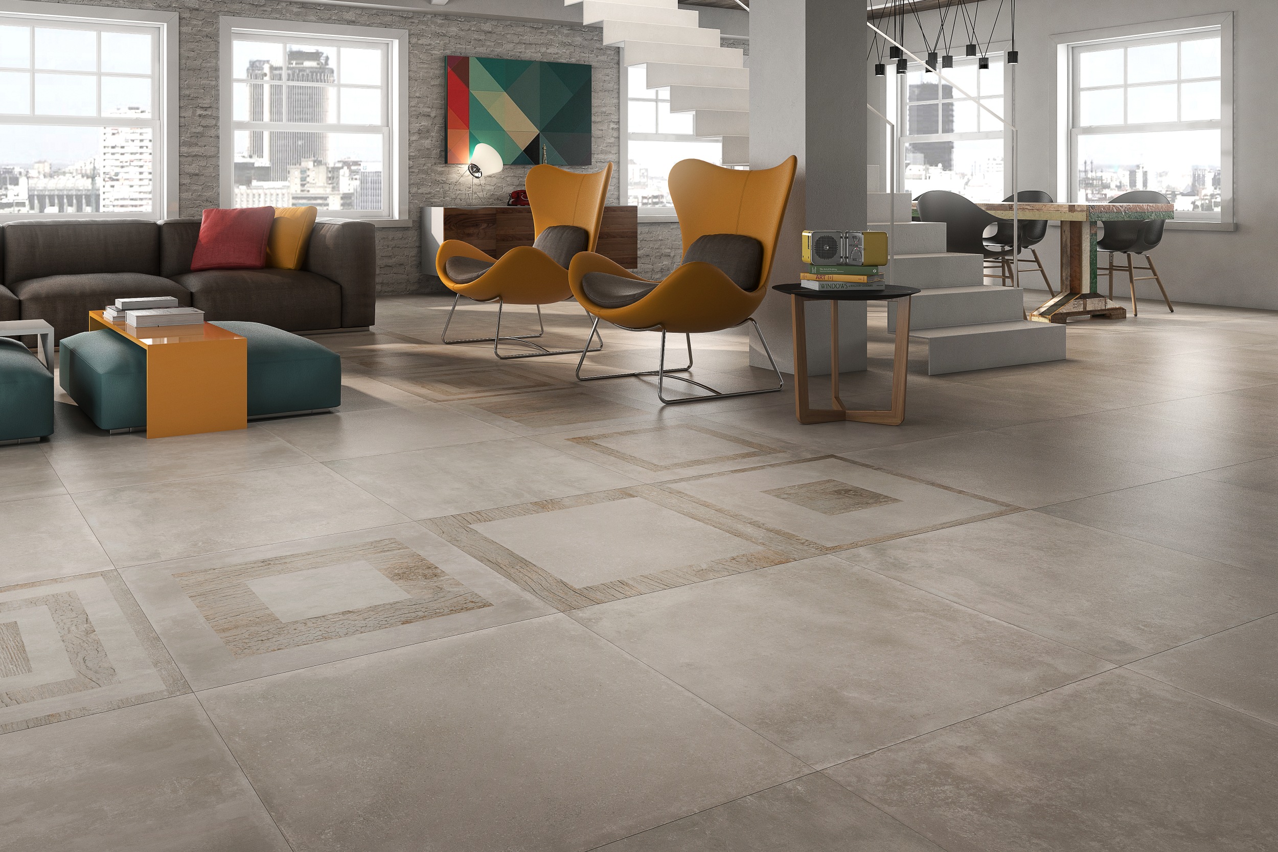 Bodenfliese Betonoptik hellbraun Argon Mud braun