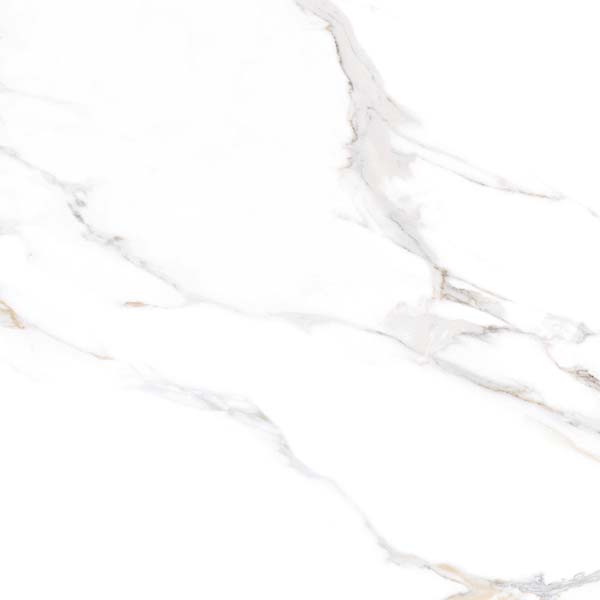 Fliese Marmoroptik weiß gold 60x60 cm marmoriert "Aurora Gold" glänzend rektifiziert