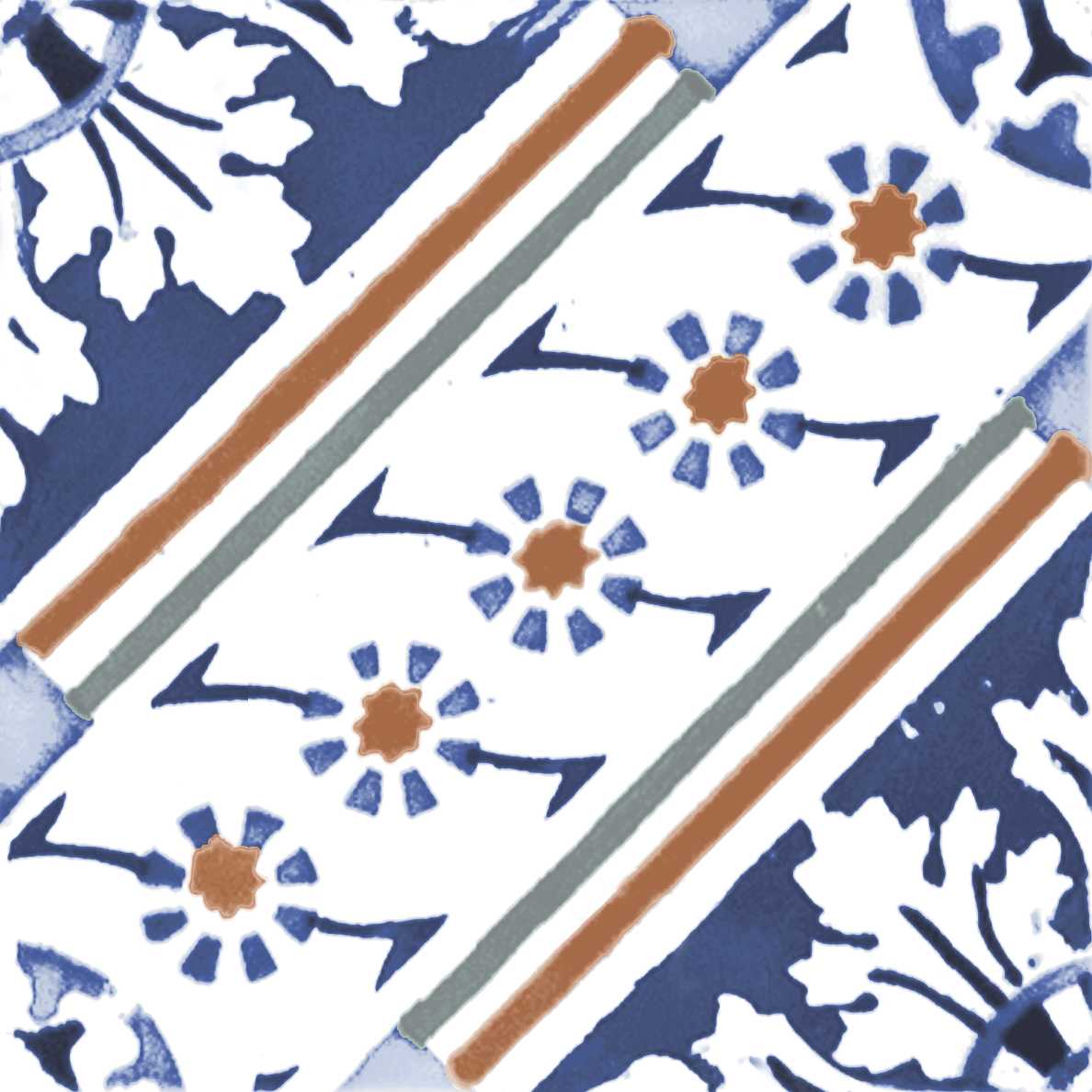 RESTPOSTEN Wandfliese Vintage Dekor 25x25 cm "Galana" | 24 verschiedene Dekore nach Zufall