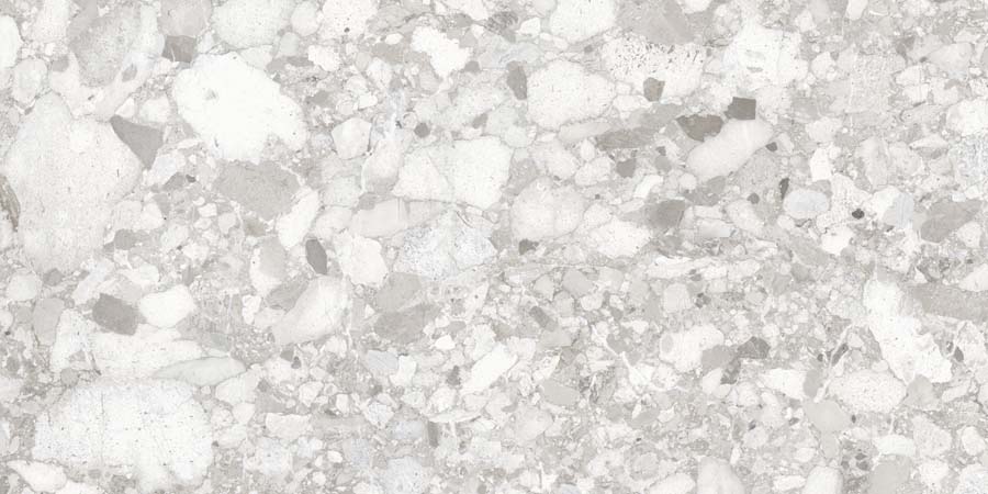 Terrassenplatte Terrazzo-Steinoptik hellgrau 60x120 cm "Venistone Pearl" rektifiziert 2 cm