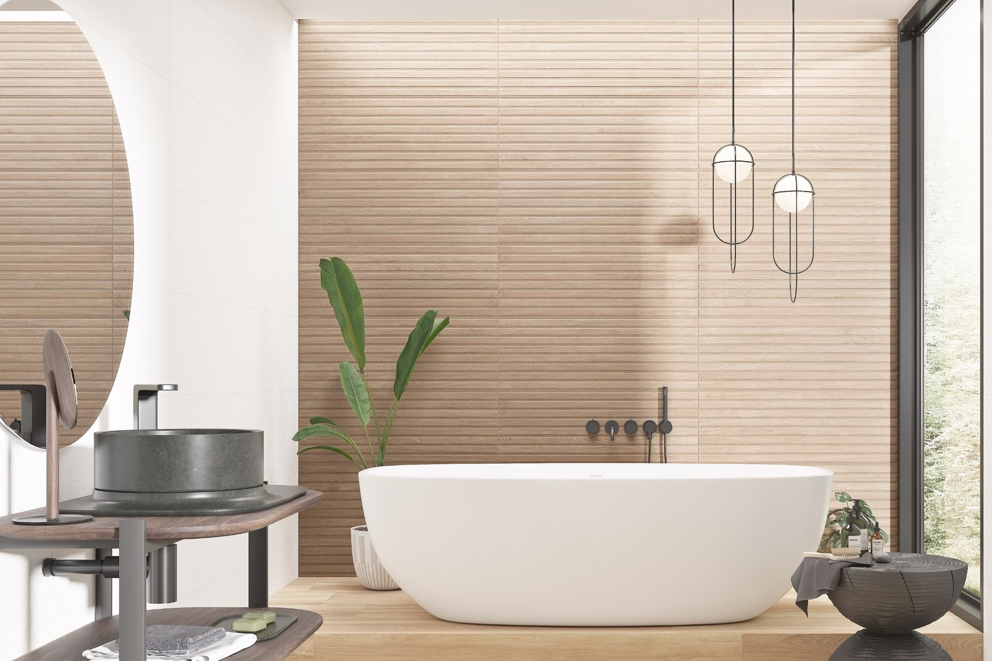 Wandfliese Dekor Eiche Wandpaneele Holzoptik 33,3x90cm Japon