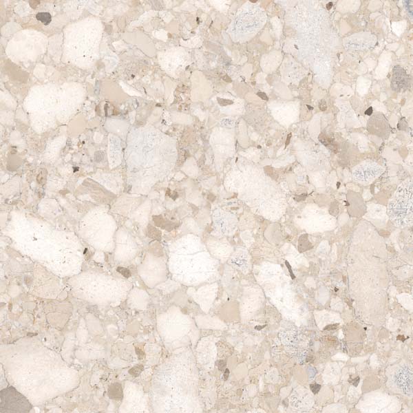 Fliese Terrazzo-Steinoptik beige matt 90x90 cm "Veni Beige" rektifiziert