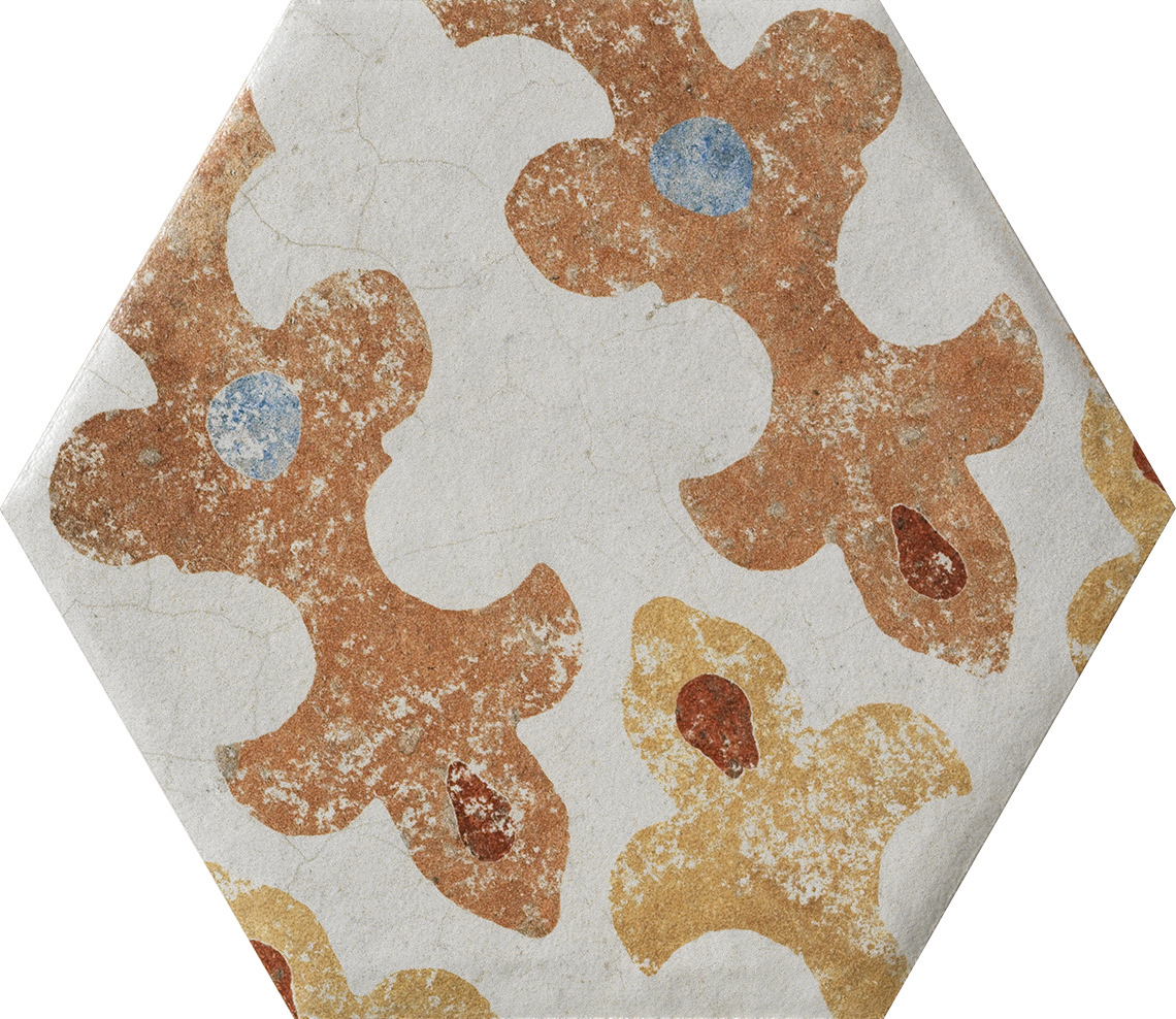 Fliese Dekor Hexagon "Cotto del Campiano Emiliane Mix" 15,8x18,3cm CIR (Farbmischung nach Zufall)