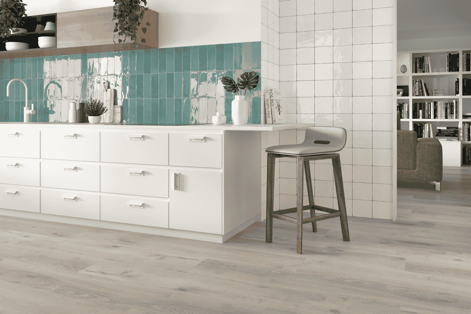 Fliese unregelmäßige Oberfläche 7,5x23 cm "Marrakesh Glow Turquesa" türkis glänzend