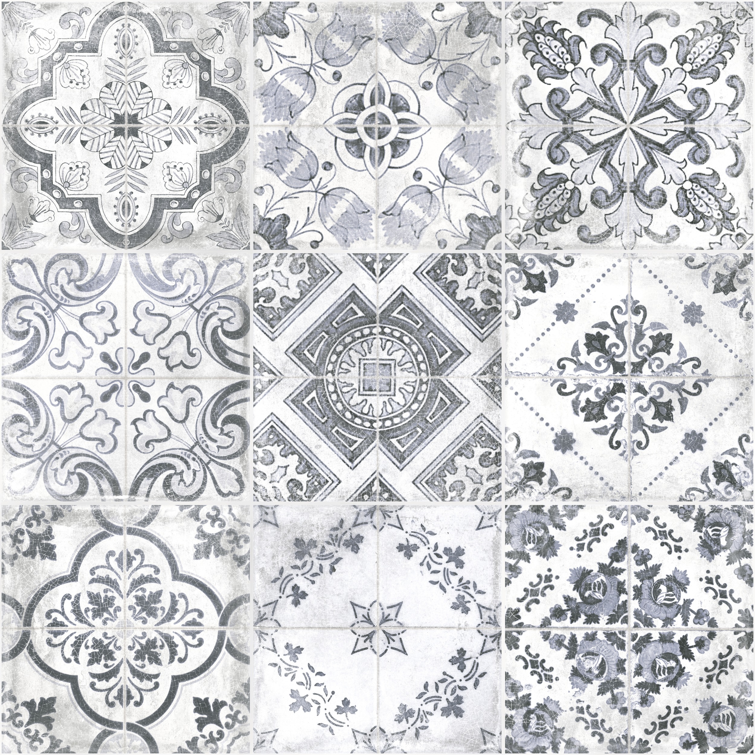 Fliese Retro-Vintage-Optik Manises für Fliesenspiegel oder Küche grau blau