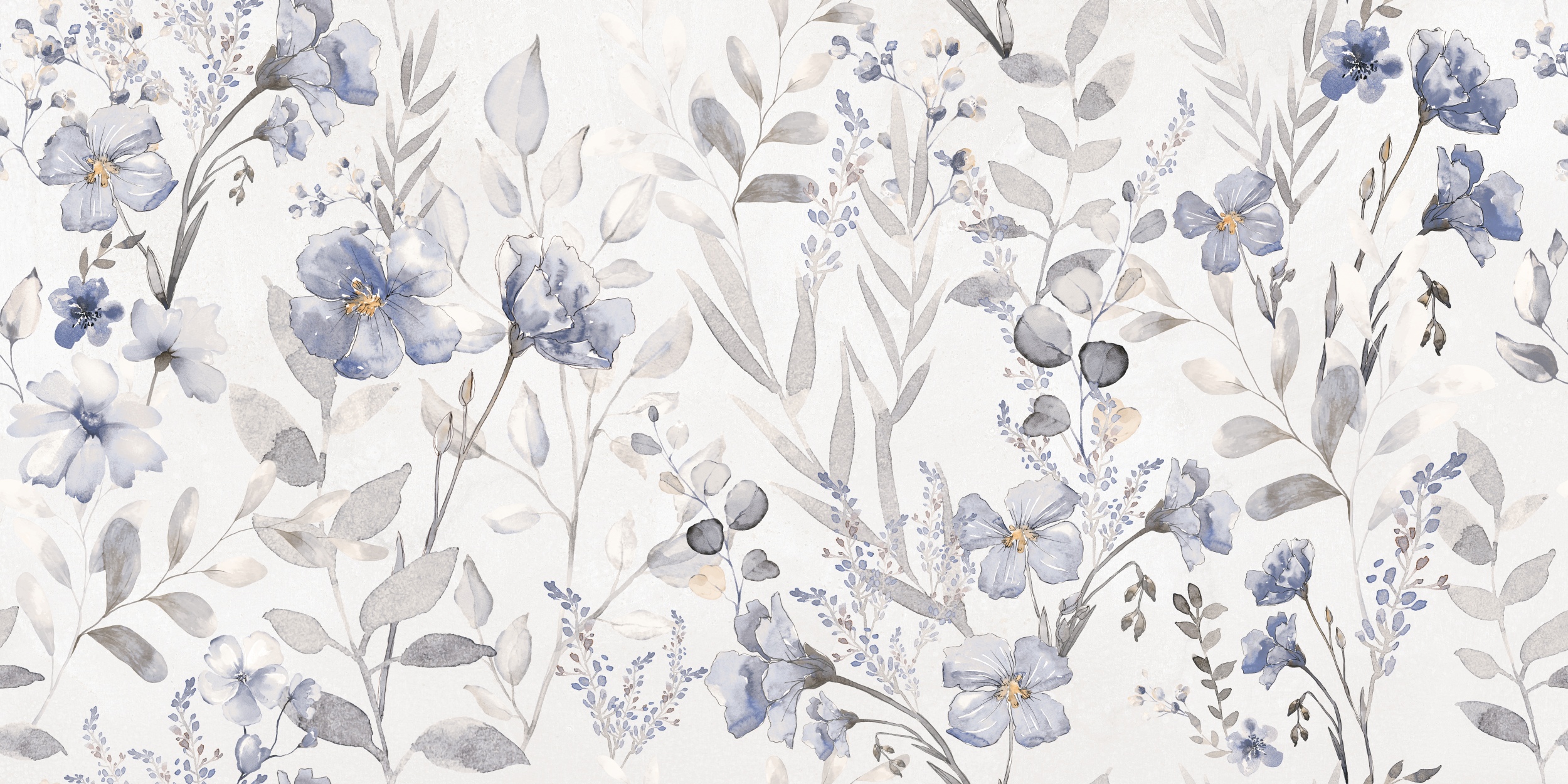 Fliese Blumen-Dekor weiß-blau Sakura Dekorfliese Schlafzimmer 60x120 cm