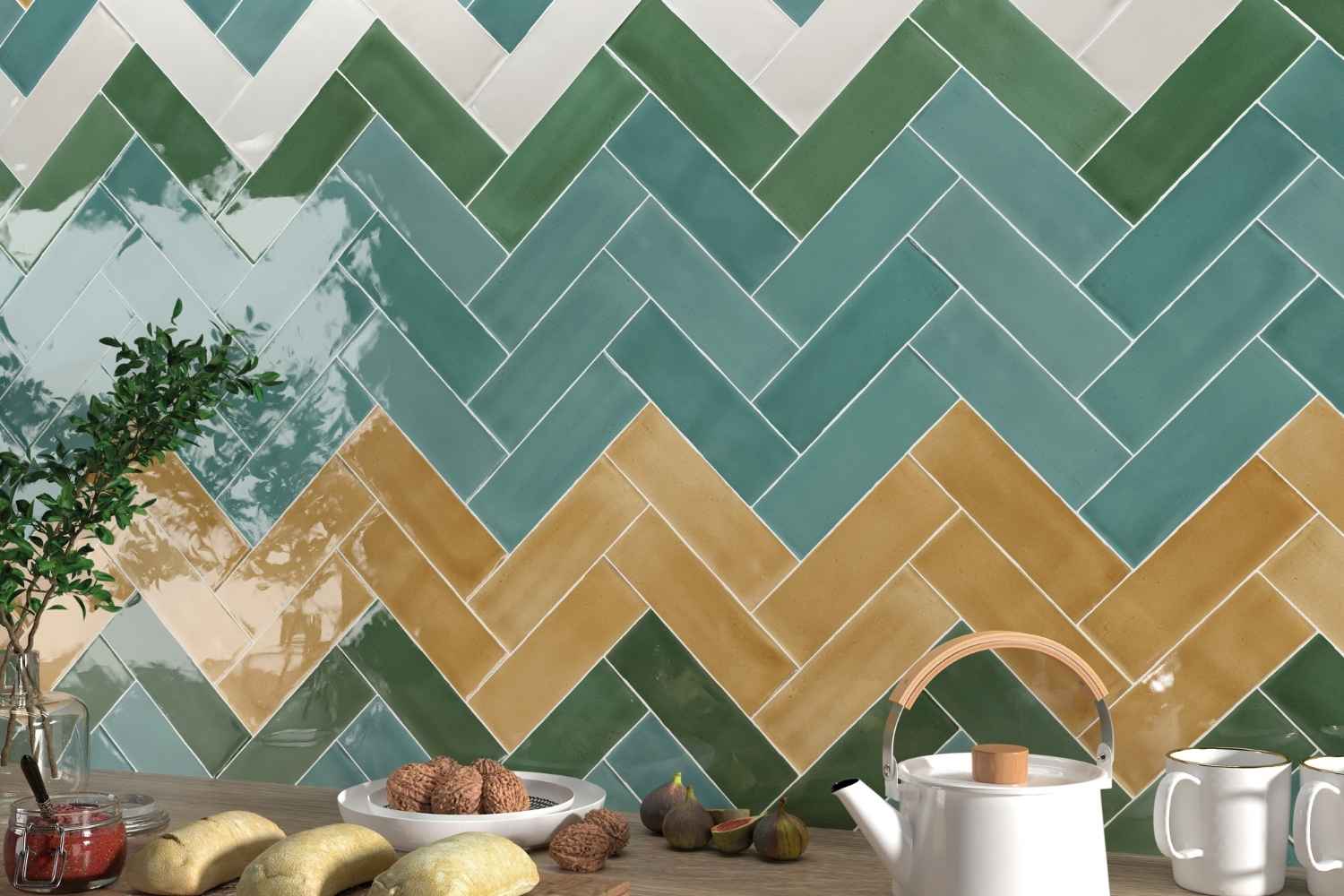 Fliese unregelmäßige Oberfläche 7,5x23 cm "Marrakesh Glow Turquesa" türkis glänzend