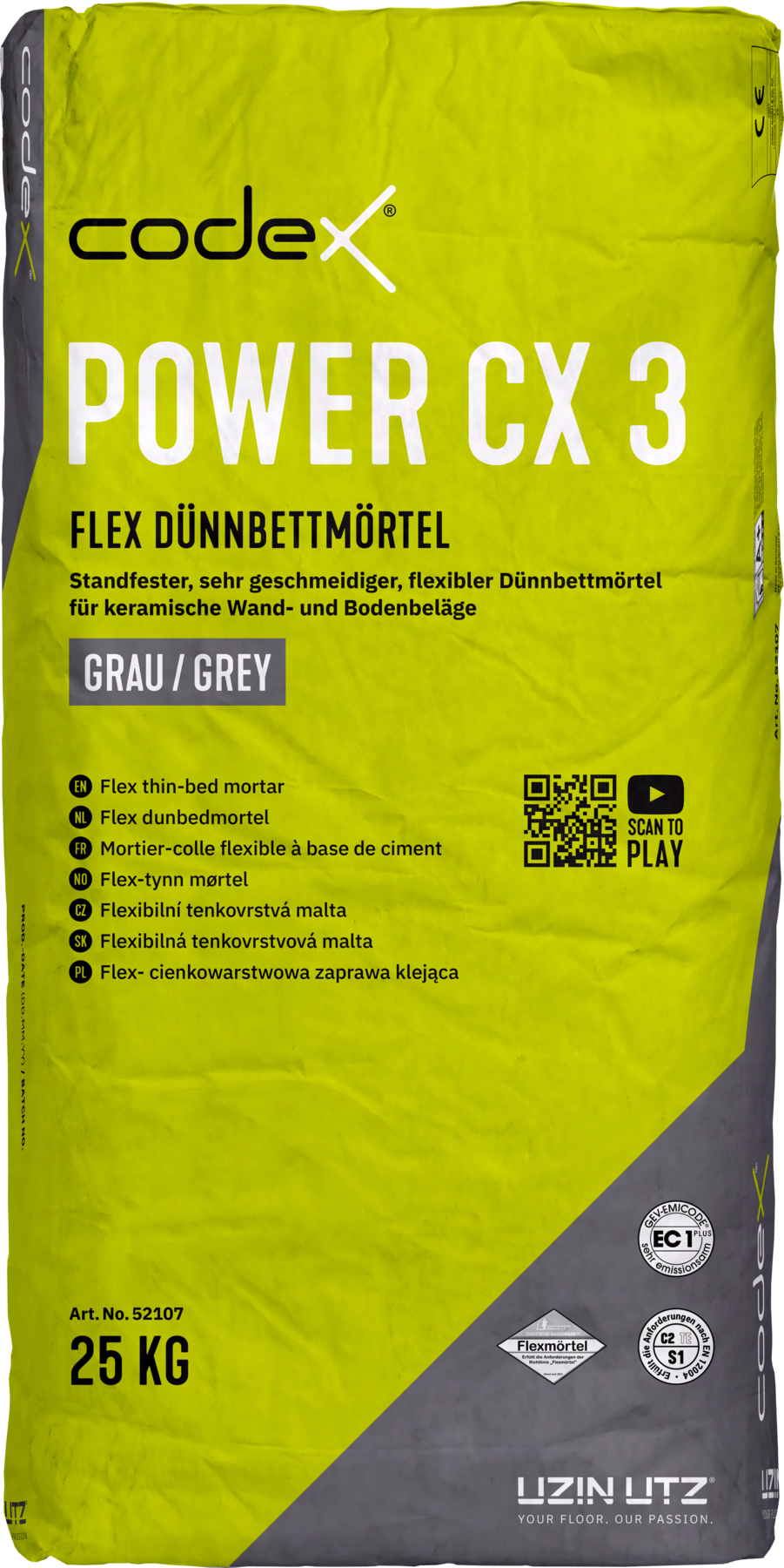 Fliesenkleber Flexkleber "Codex Power CX 3" Dünnbettmörtel für Innen & Außen 25 kg