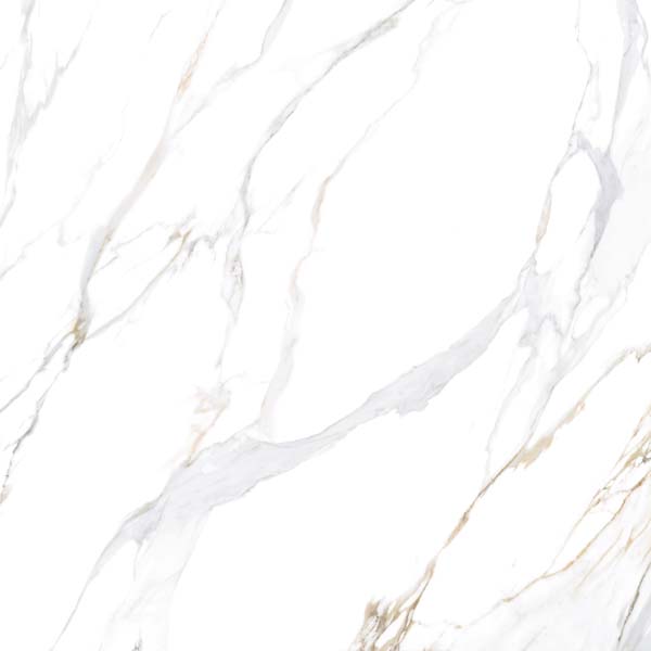 Fliese Marmoroptik weiß gold 120x120 cm marmoriert "Aurora Gold" glänzend rektifiziert