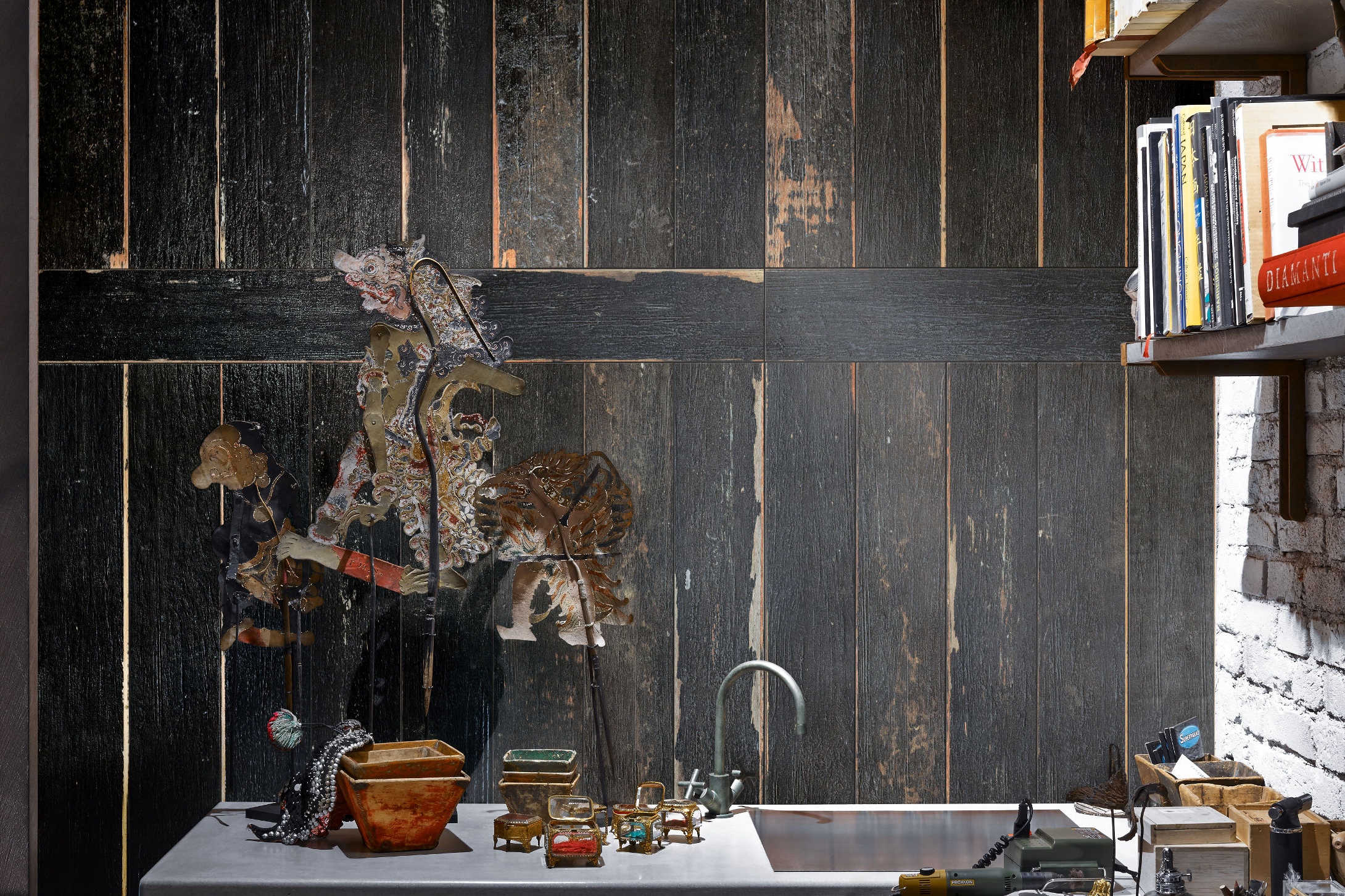 Fliese Vintage Holzoptik Blendart Dark Sant Agostino 15x120 cm Bodenfliese rustikal Scrapwood schwarz-braun