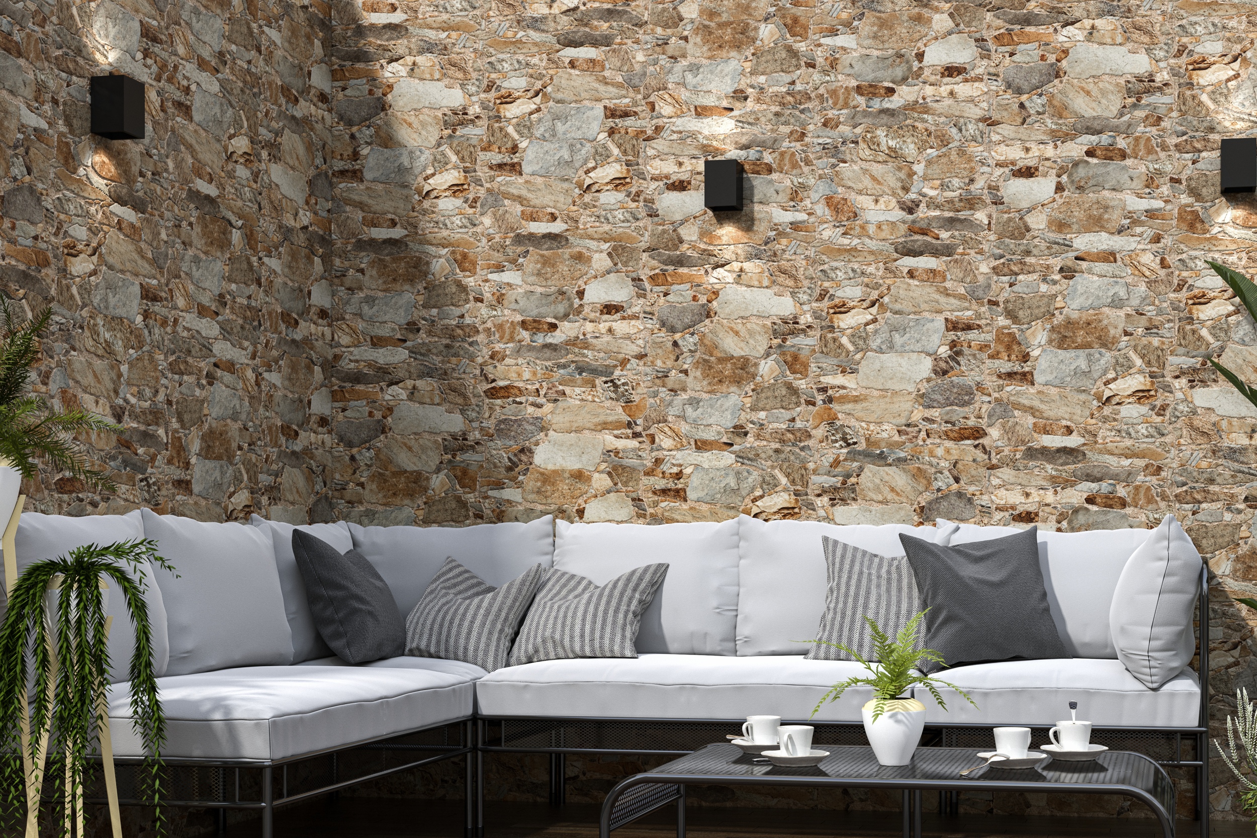 Verblender-Fliese Rambla Natural Bruchstein-Optik braun 40x60 cm Wandverkleidung Wandfliese Steinoptik Ambiente