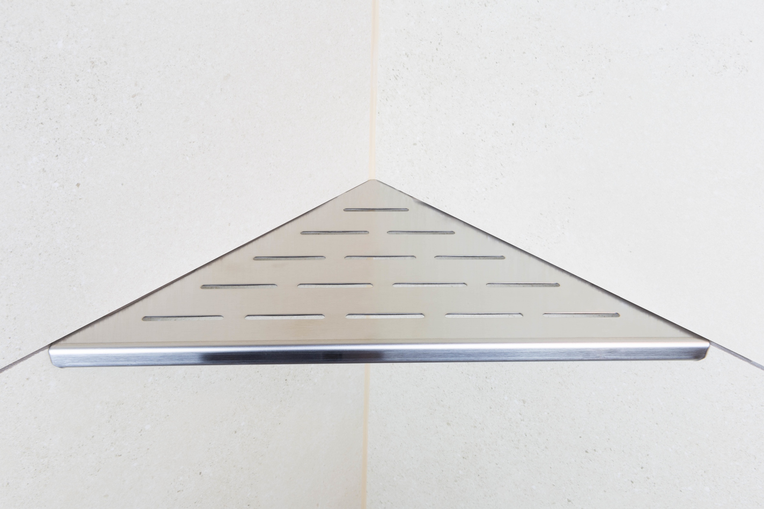 Fliesenprofi Duschablage Dreieck Edelstahl silber Eckregal für Fliesenfugen