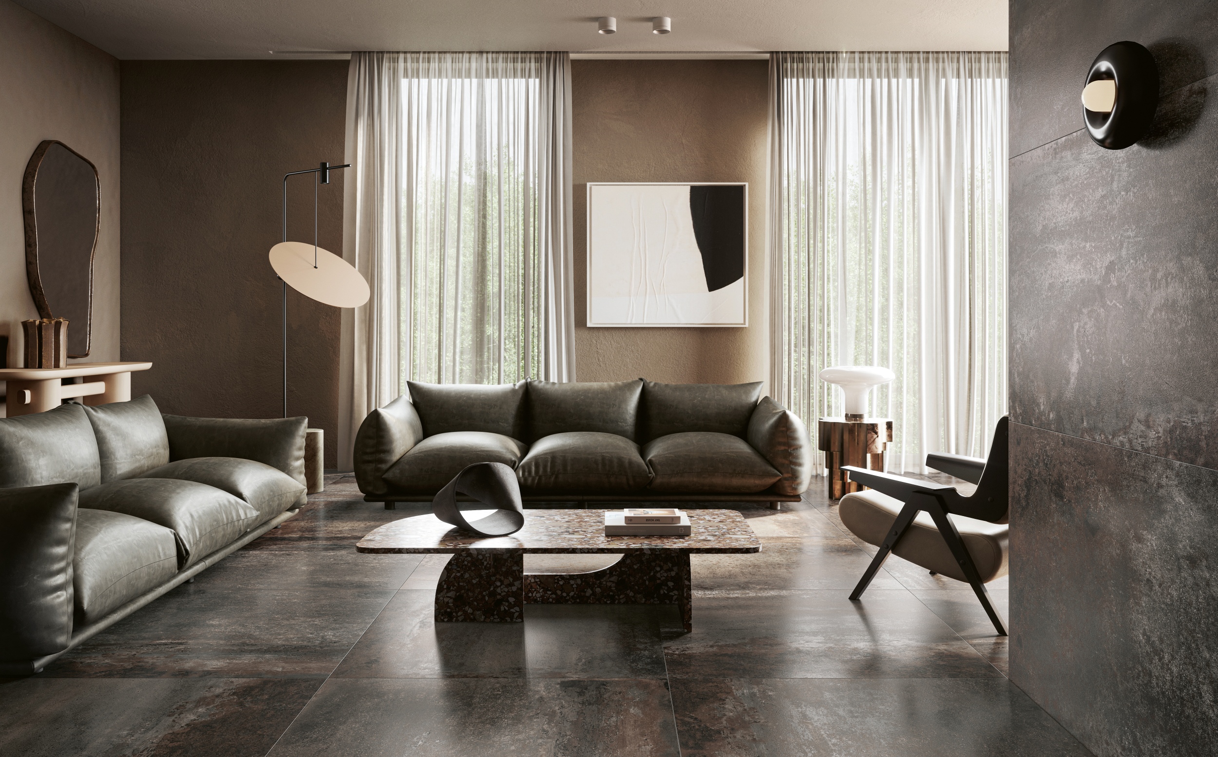 Fliese Metalloptik Serenissima Costruire Metallo Ruggine Bodenfliesen Wandfliesen rotbraun grau