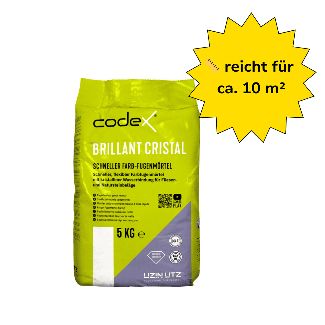 Fugenmörtel für Fliesen & Naturstein "Codex Brillant Cristal" beton | schnell erhärtend flexibel 5 kg