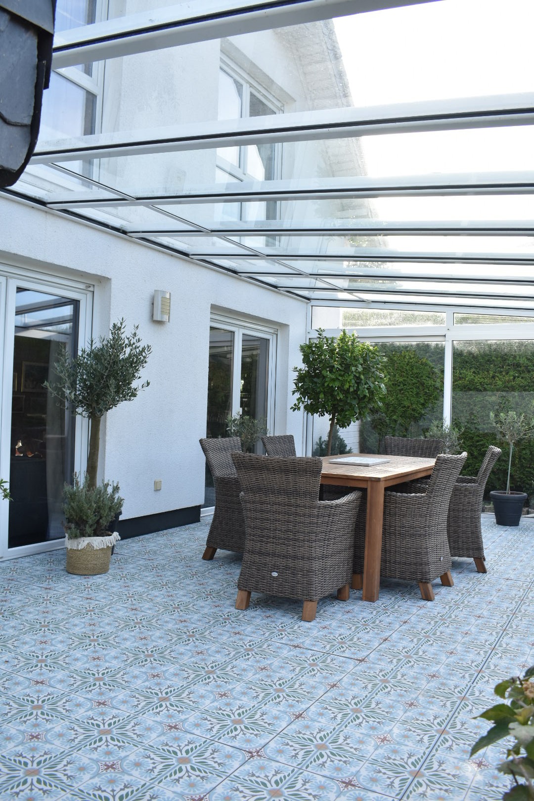 Terrassenplatte Feinsteinzeug Terrassenfliese Patchwork Retro Dekor Olive Altea Olivo Aparici