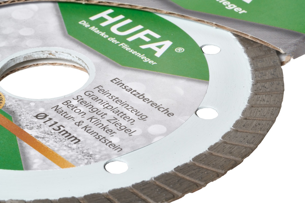 Diamantscheibe Profi 115mm superdünn mit Turbo-Schneidrand Bohrung 22,2mm Hufa