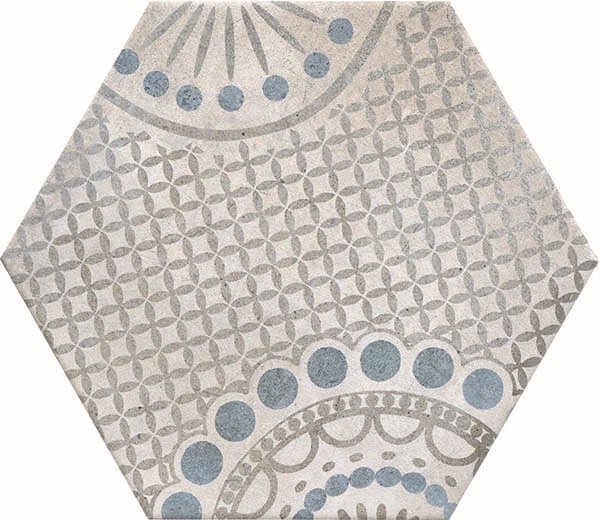 Fliese Sechseck Hexagon Dekor mix Vintage 24x27,7cm "New Orleans French Quarter Bourbon" CIR