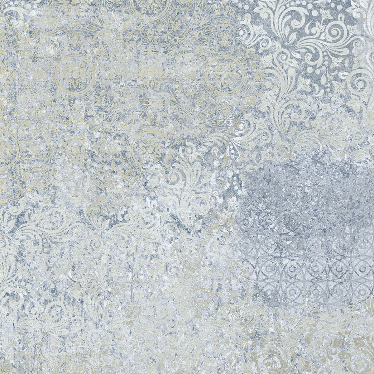 Aparici Fliese Teppichoptik Vintageoptik Bohemian Blue Bodenfliese Wandfliese blau 60x60 cm