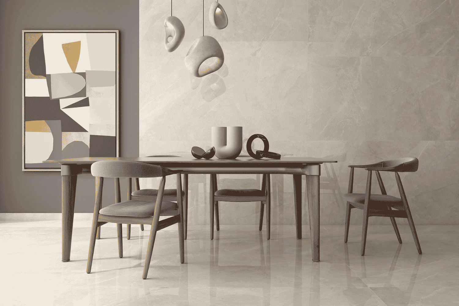 Fliese Steinoptik beige poliert "Magda Marfil" Feinsteinzeug rektifiziert