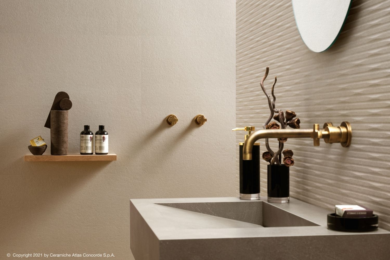 Wandfliese weiß-beige matt 3D Wall Carve Field Ivory Atlas Concorde