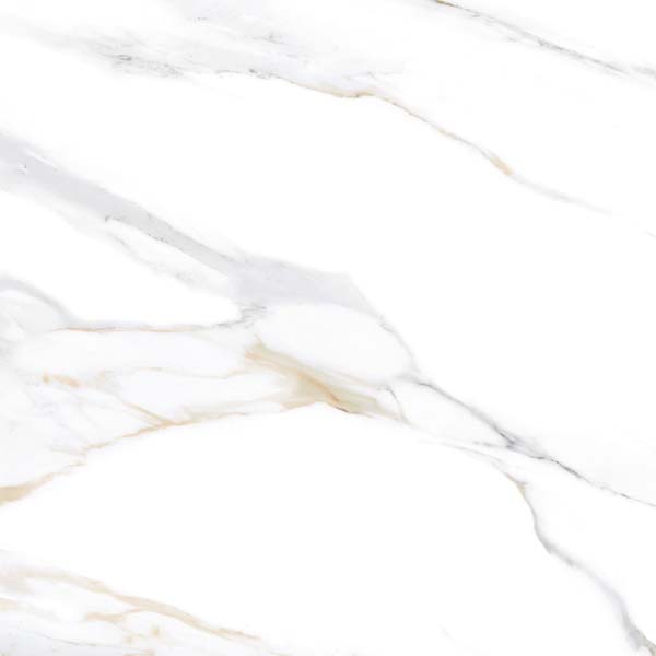 Fliese Marmoroptik weiß gold 60x60 cm marmoriert "Aurora Gold" glänzend rektifiziert