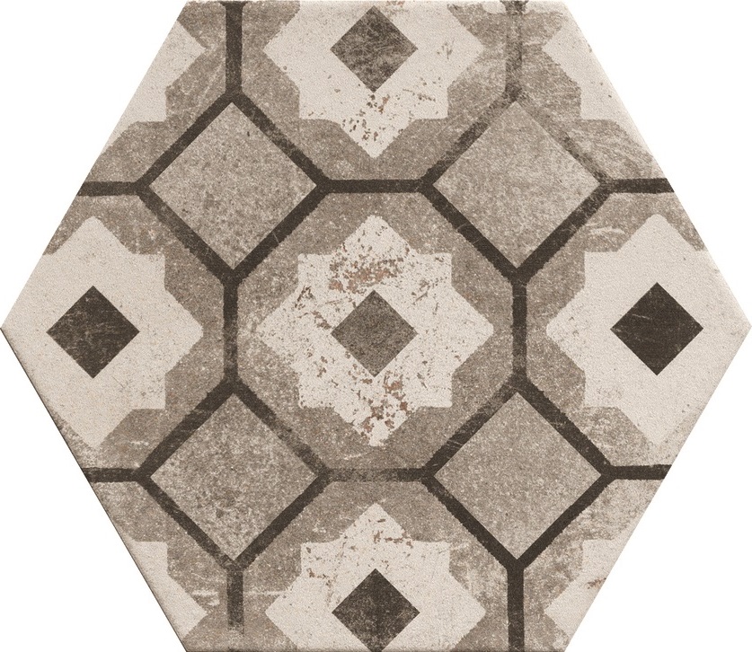 Hexagon Fliese Retro-Dekor Vintage 24x27,7 cm "Miami Mix" Sechseck rustikal CIR | 27 zufällige Dekore